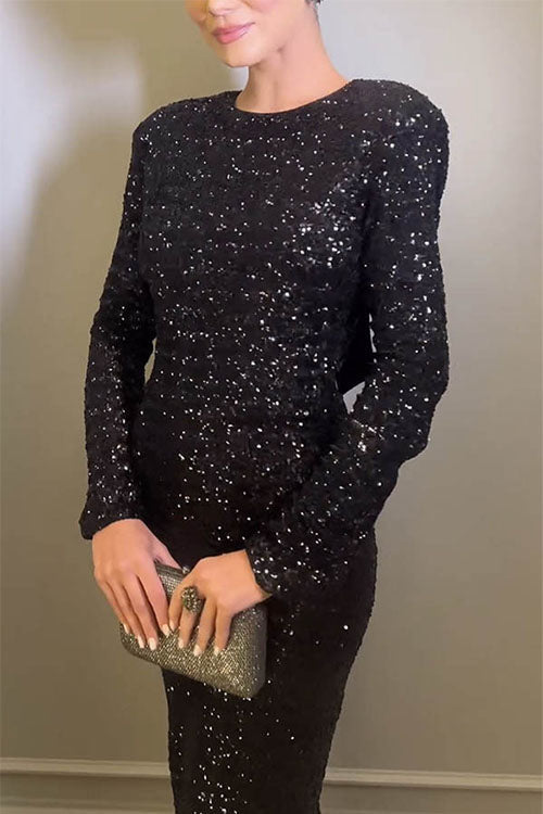 Corinne - Robe De Soirée Dos Nu Avec Détails En Sequins Élégants