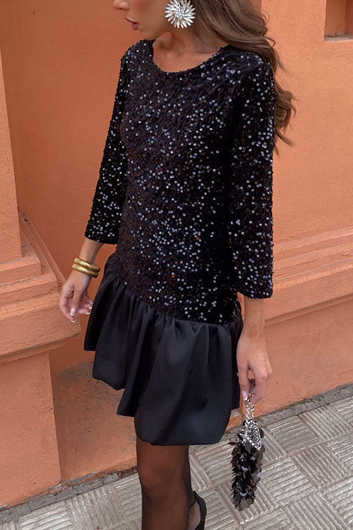 Claire - Robe Moderne À Col Rond, Dos Nu Et Sequins Brillants