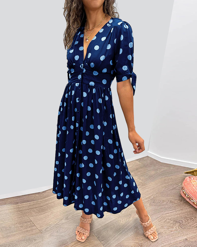 Armande - Robe Midi Élégante À Pois