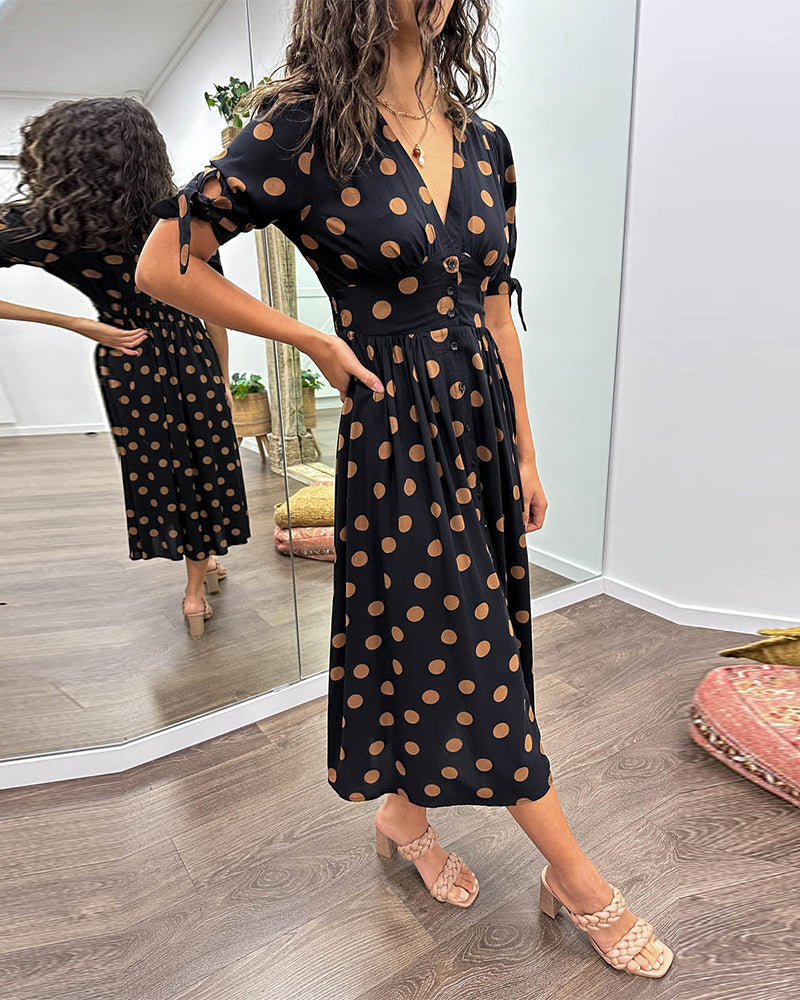 Armande - Robe Midi Élégante À Pois