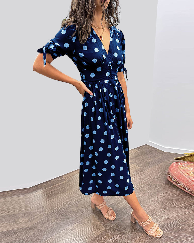 Armande - Robe Midi Élégante À Pois
