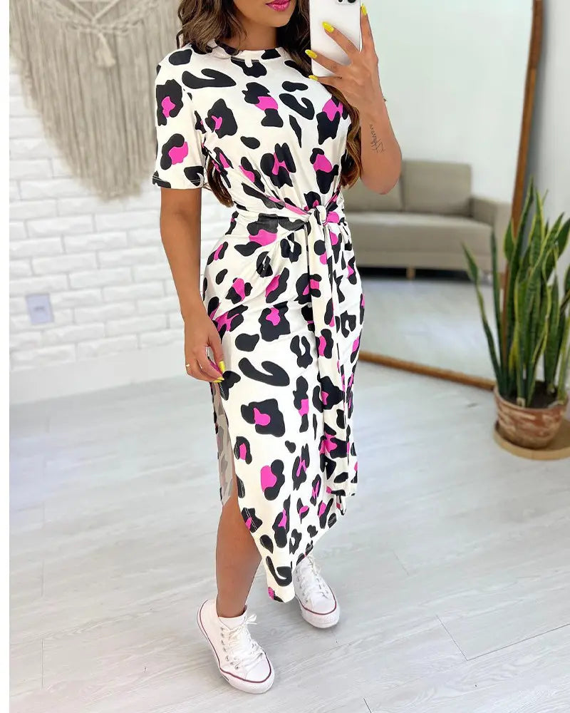 Margaux - Robe Midi À Imprimé Léopard - Décontractée Et Chic