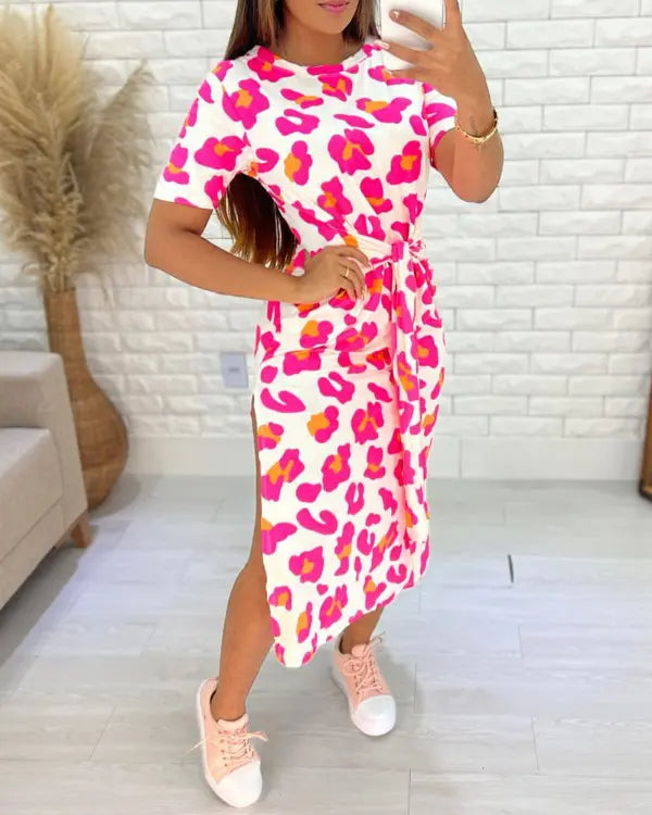 Margaux - Robe Midi À Imprimé Léopard - Décontractée Et Chic
