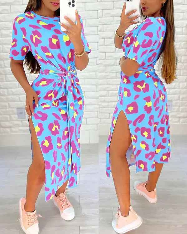 Margaux - Robe Midi À Imprimé Léopard - Décontractée Et Chic