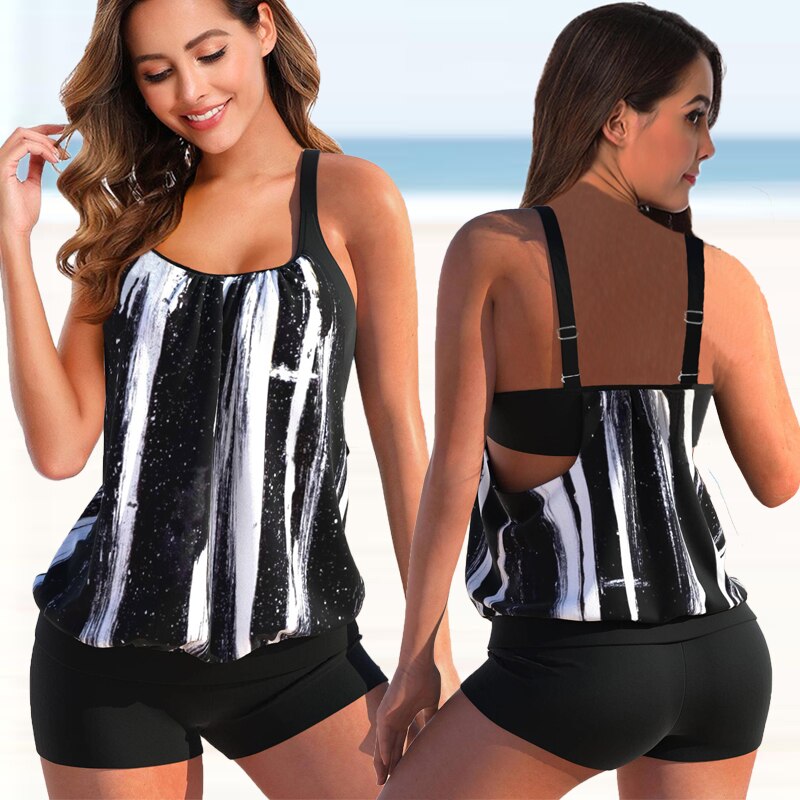 Théoline - Bikini Taille Haute Avec Motif Géométrique Moderne