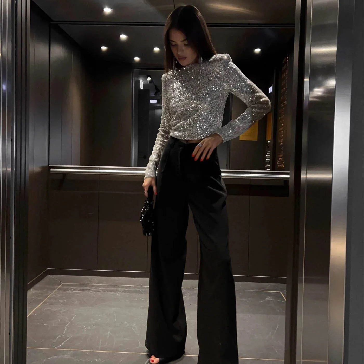 Renée - Haut Brillant À Sequins