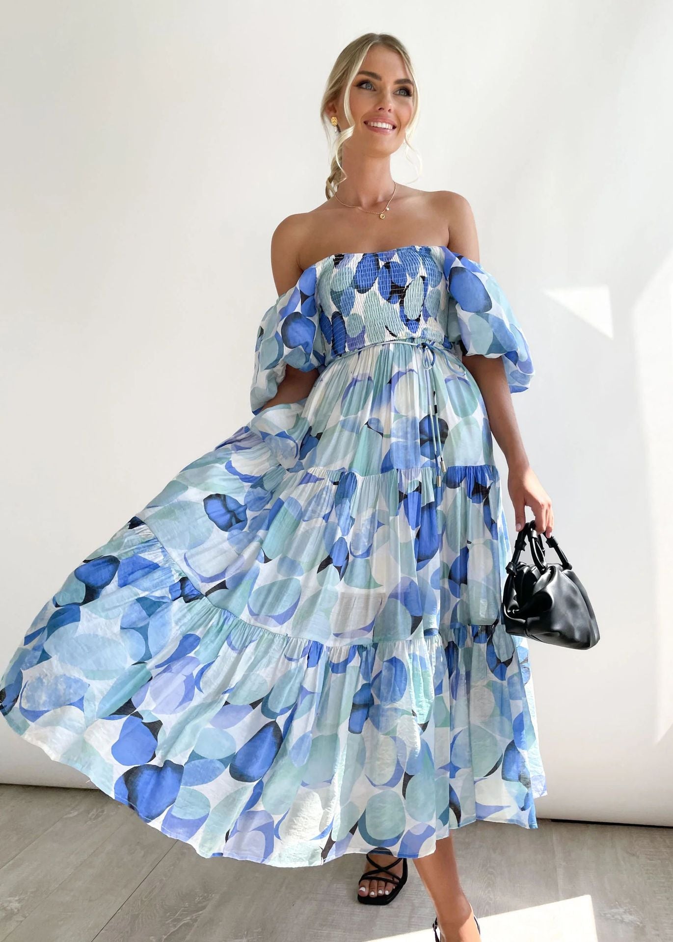 Rosalind - Robe Midi Élégante À Épaule Dénudée