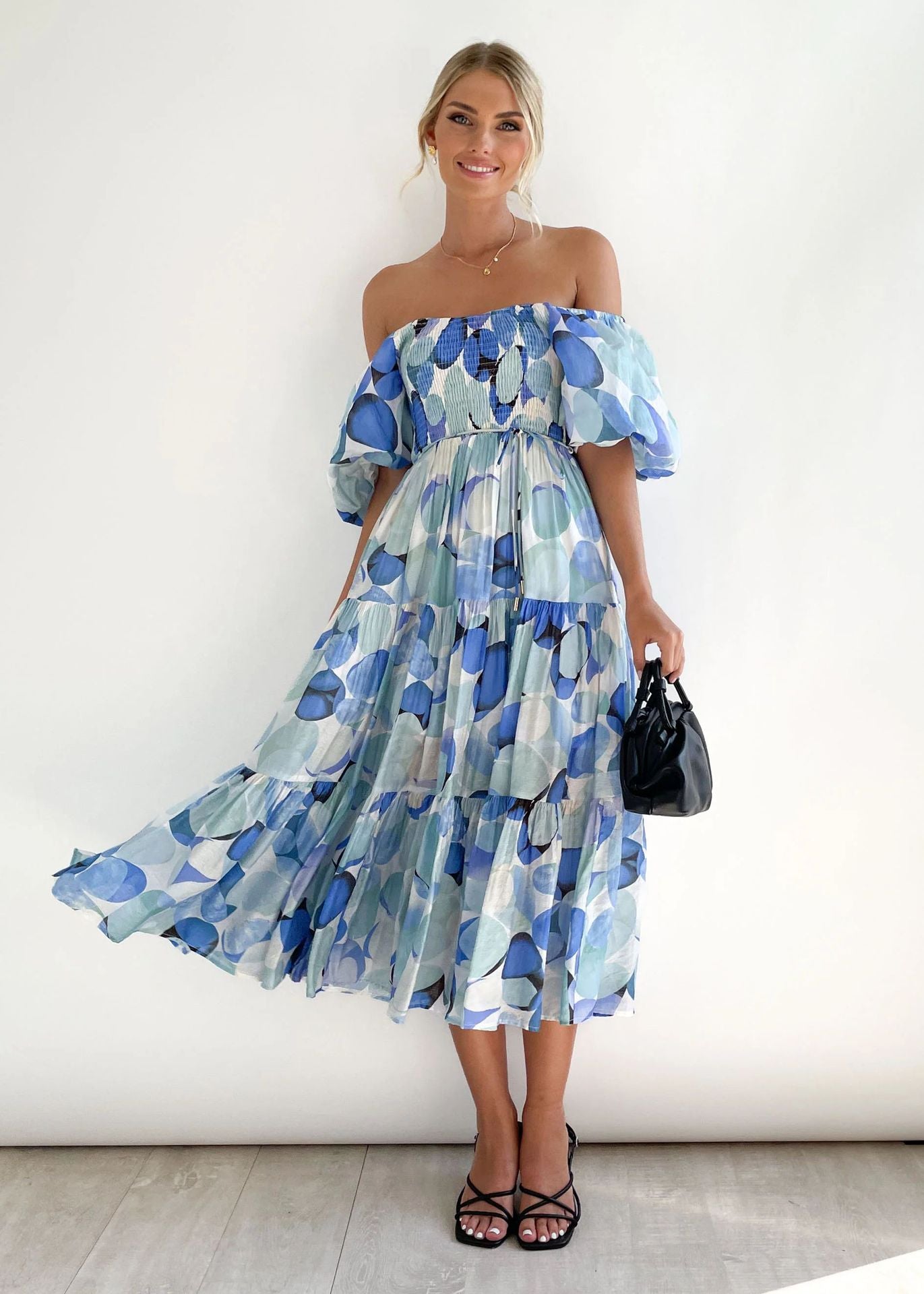 Rosalind - Robe Midi Élégante À Épaule Dénudée