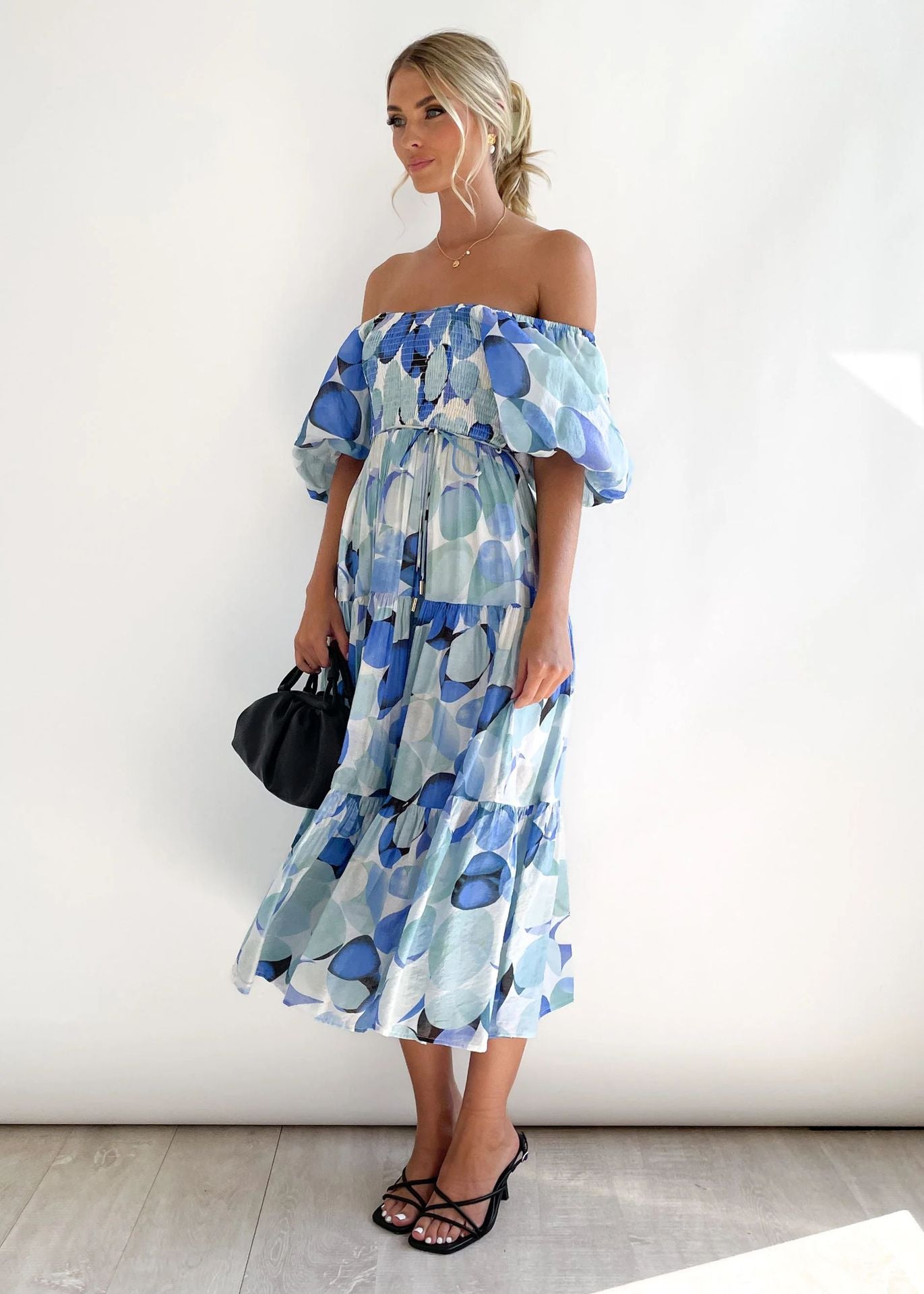 Rosalind - Robe Midi Élégante À Épaule Dénudée