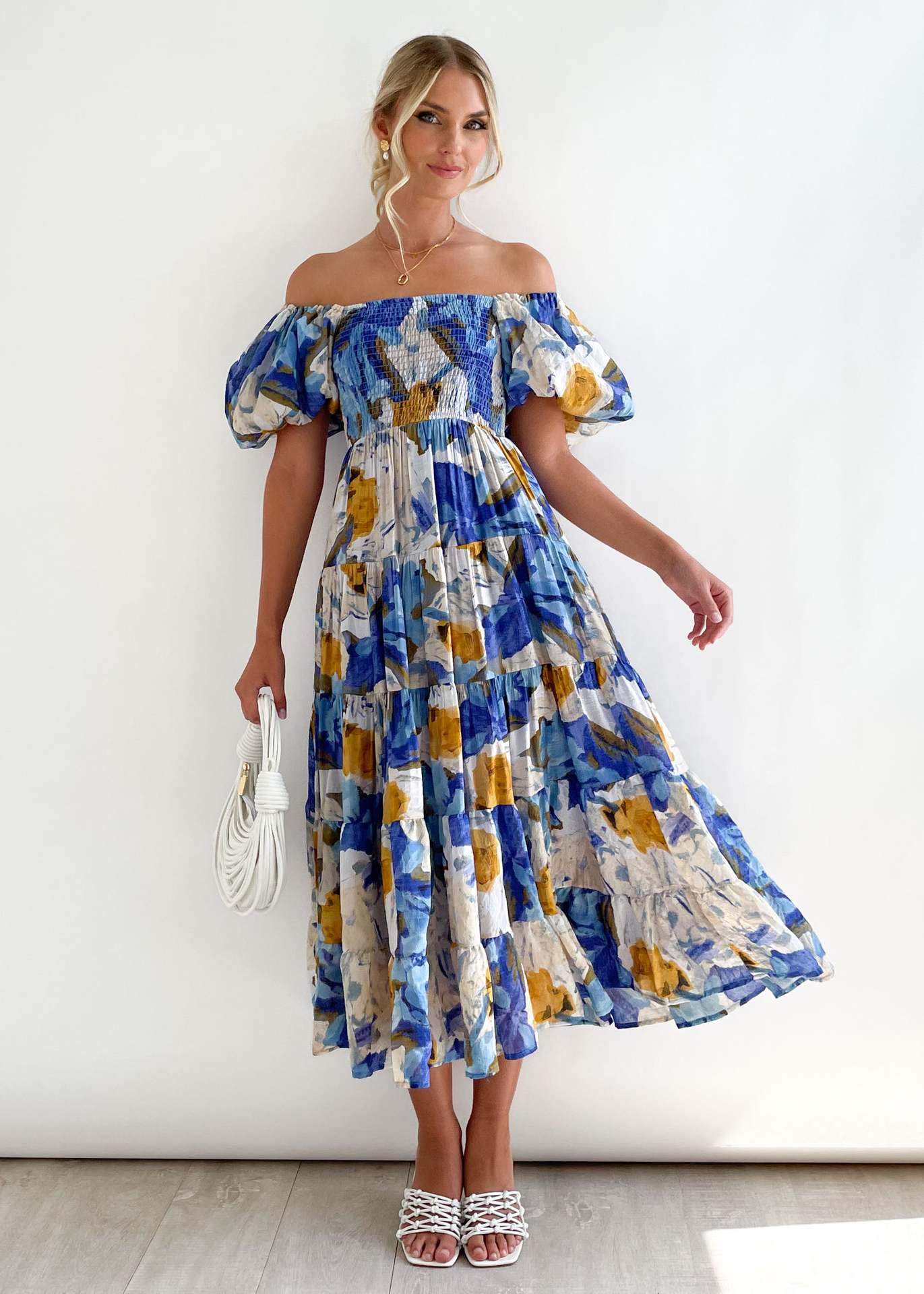 Rosalind - Robe Midi Élégante À Épaule Dénudée