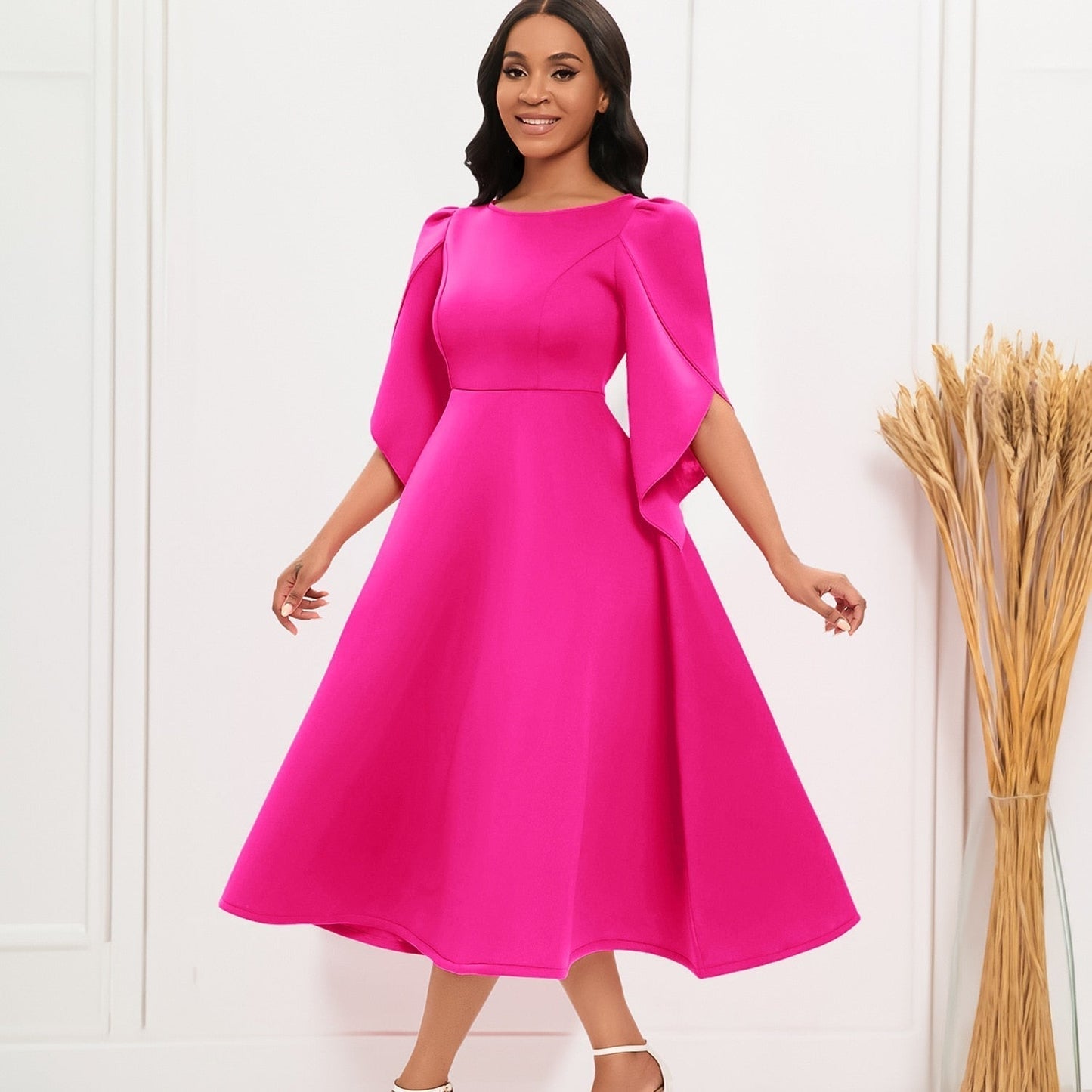 Ninette - Robe Midi A-Ligne Élégante
