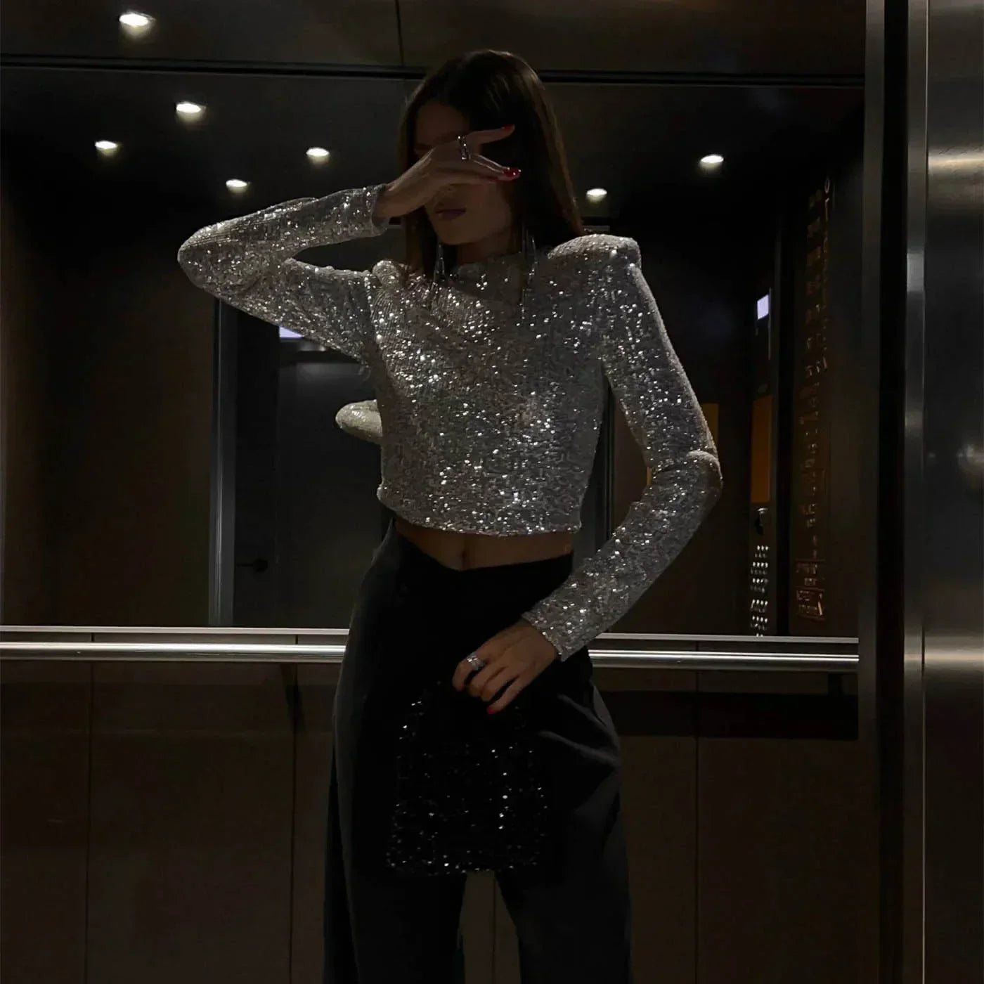 Renée - Haut Brillant À Sequins