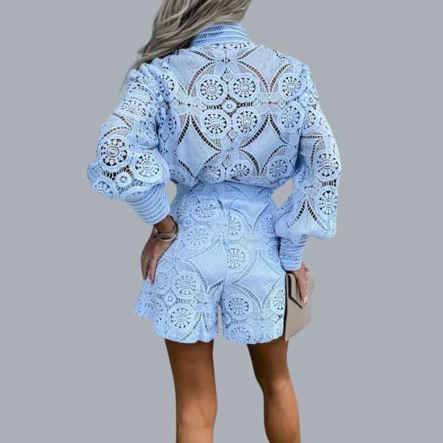Elisabeth - Ensemble De Broderie En Dentelle Avec Cordon De Serrage