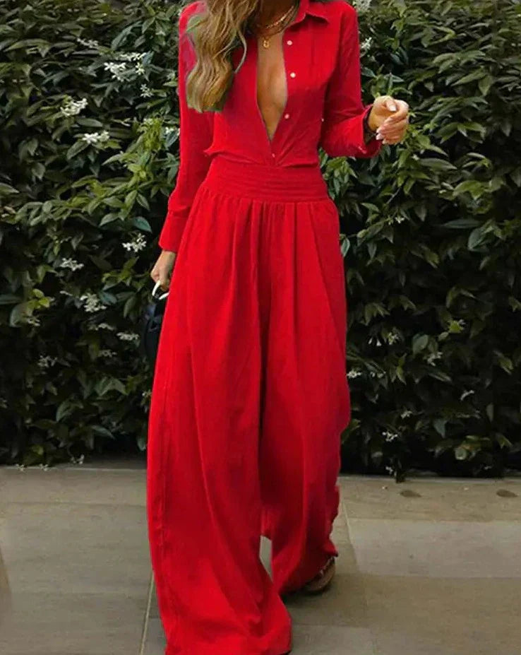Nadira - Combinaison Longue Vintage Avec Taille Élastique