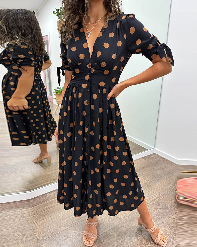 Armande - Robe Midi Élégante À Pois