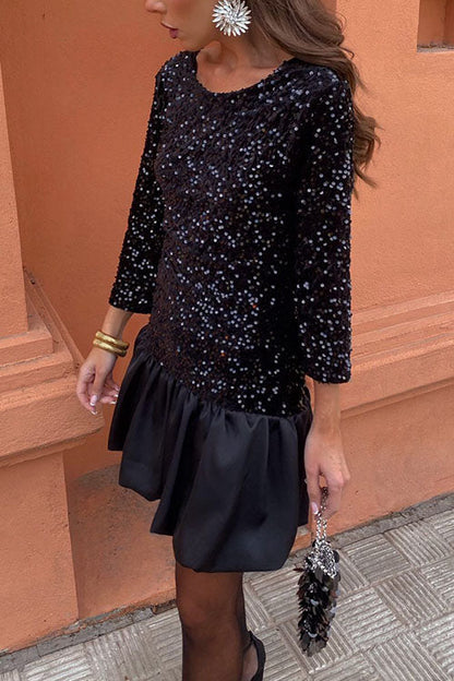 Claire - Robe Moderne À Col Rond, Dos Nu Et Sequins Brillants