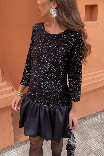 Claire - Robe Moderne À Col Rond, Dos Nu Et Sequins Brillants