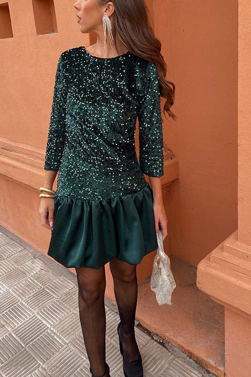 Claire - Robe Moderne À Col Rond, Dos Nu Et Sequins Brillants