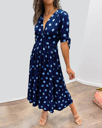 Armande - Robe Midi Élégante À Pois