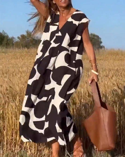 Marlene - Robe imprimée à col en V