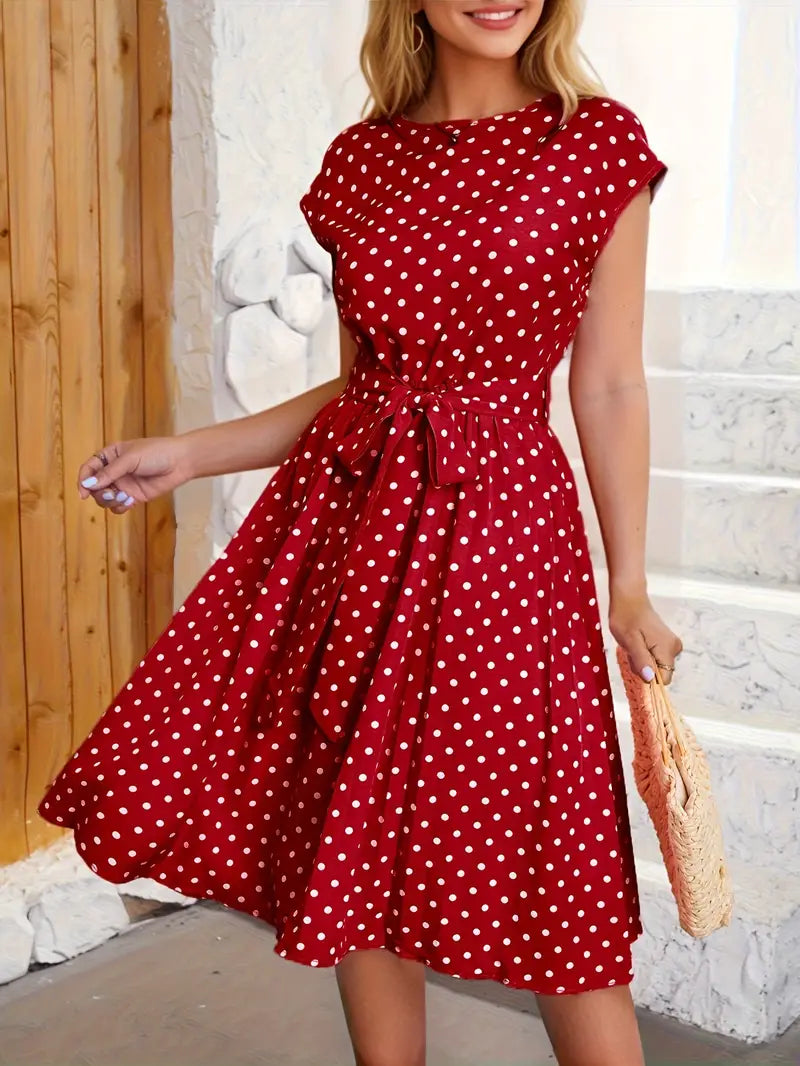 Delphine - Robe Plissée Décontractée À Pois