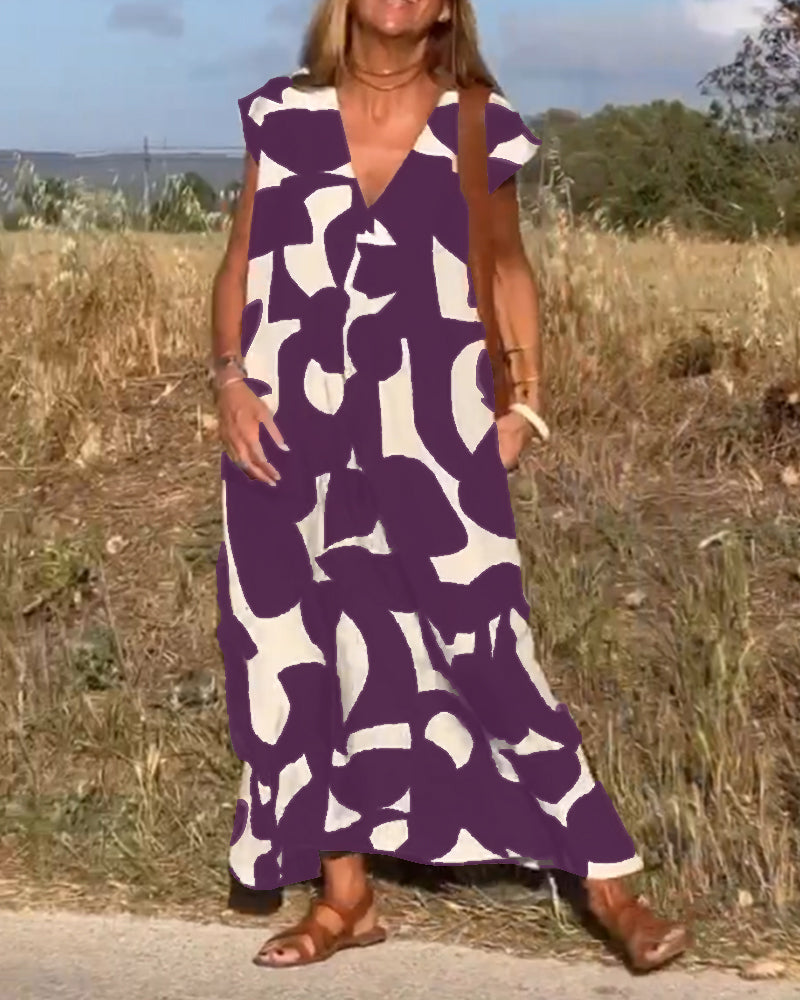 Marlene - Robe imprimée à col en V