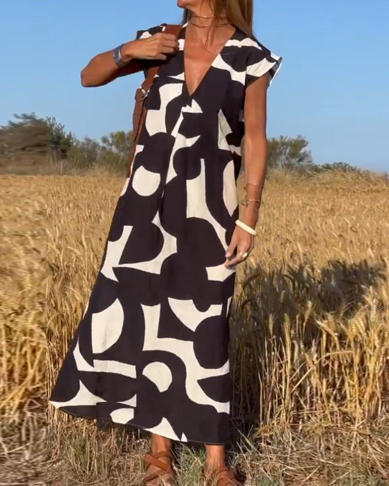 Marlene - Robe imprimée à col en V