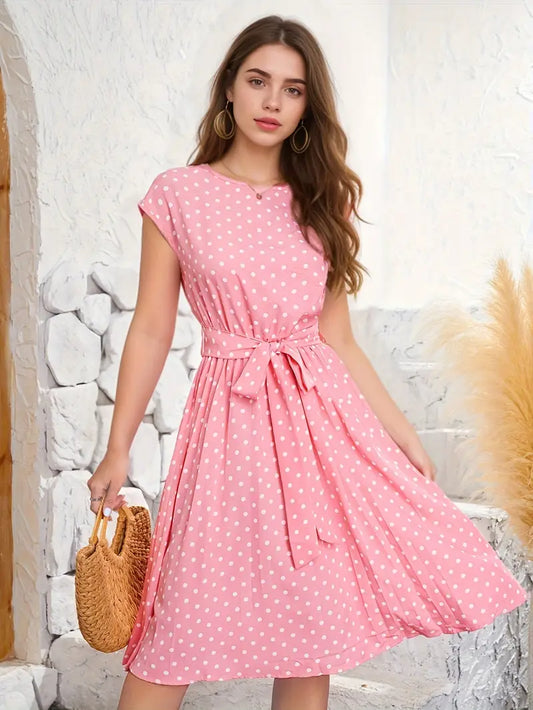 Delphine - Robe Plissée Décontractée À Pois