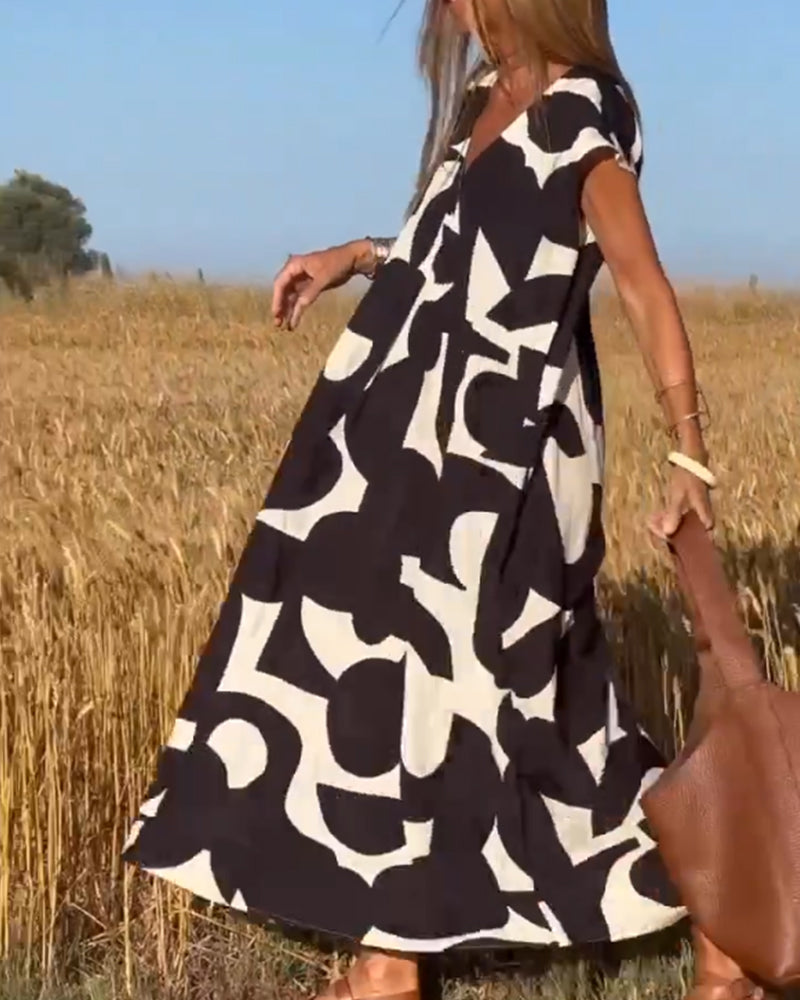 Marlene - Robe imprimée à col en V