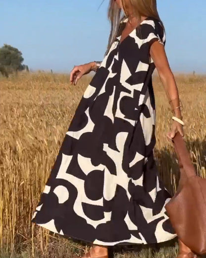Marlene - Robe imprimée à col en V