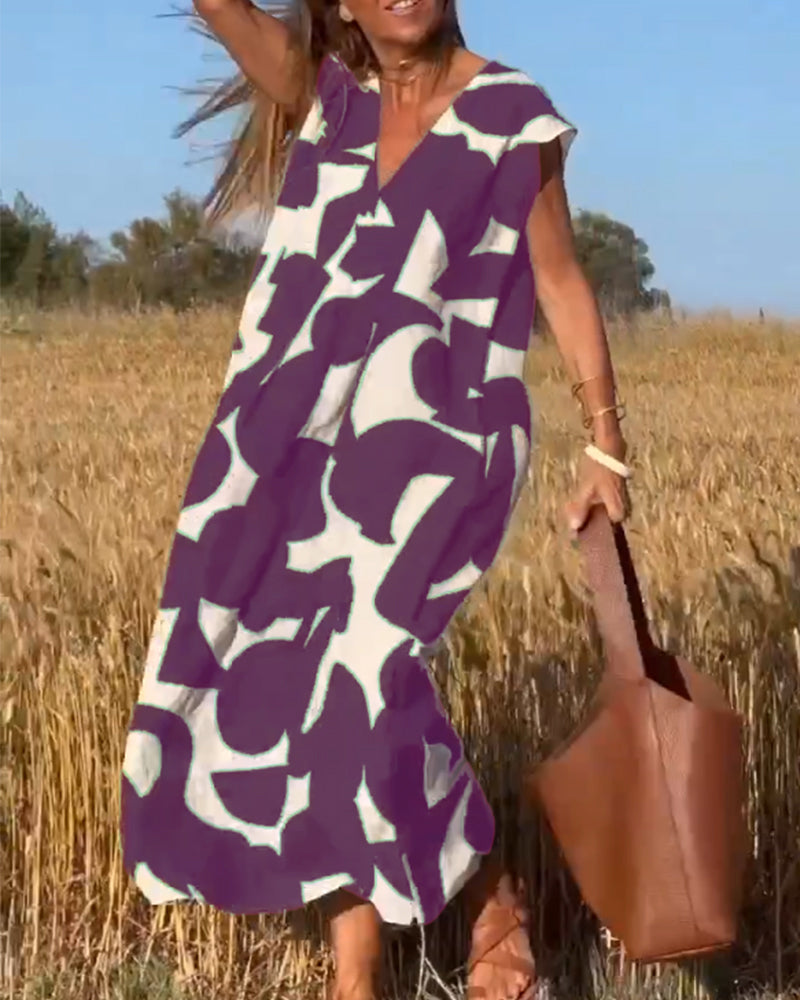 Marlene - Robe imprimée à col en V