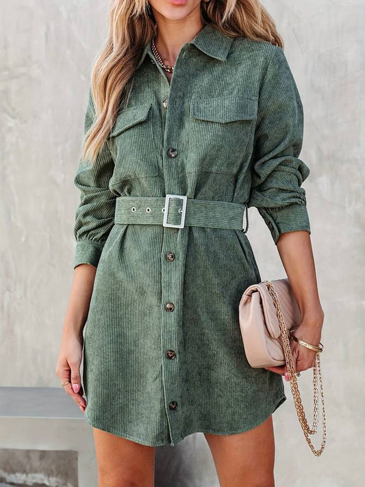 Camille - Robe Mini En Velours Côtelé Élégante - Intemporelle Et Stylée