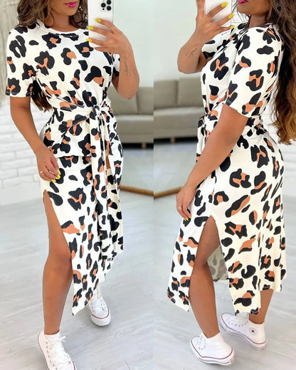 Margaux - Robe Midi À Imprimé Léopard - Décontractée Et Chic