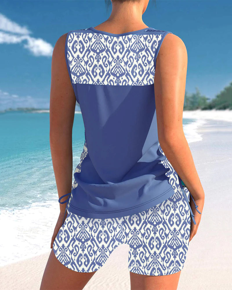 Léontine - Tankini À Imprimé Feuillage Avec Tissu Léger