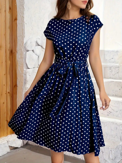 Delphine - Robe Plissée Décontractée À Pois
