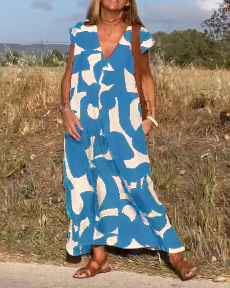 Marlene - Robe imprimée à col en V