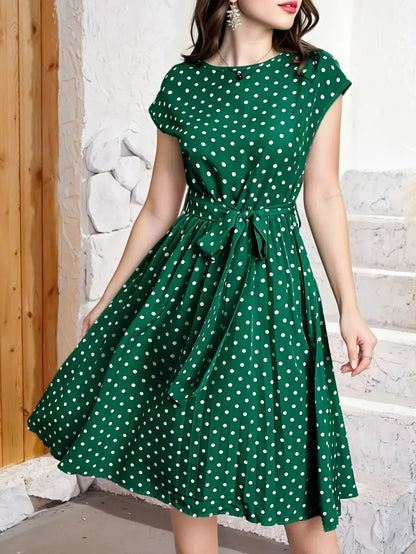 Delphine - Robe Plissée Décontractée À Pois