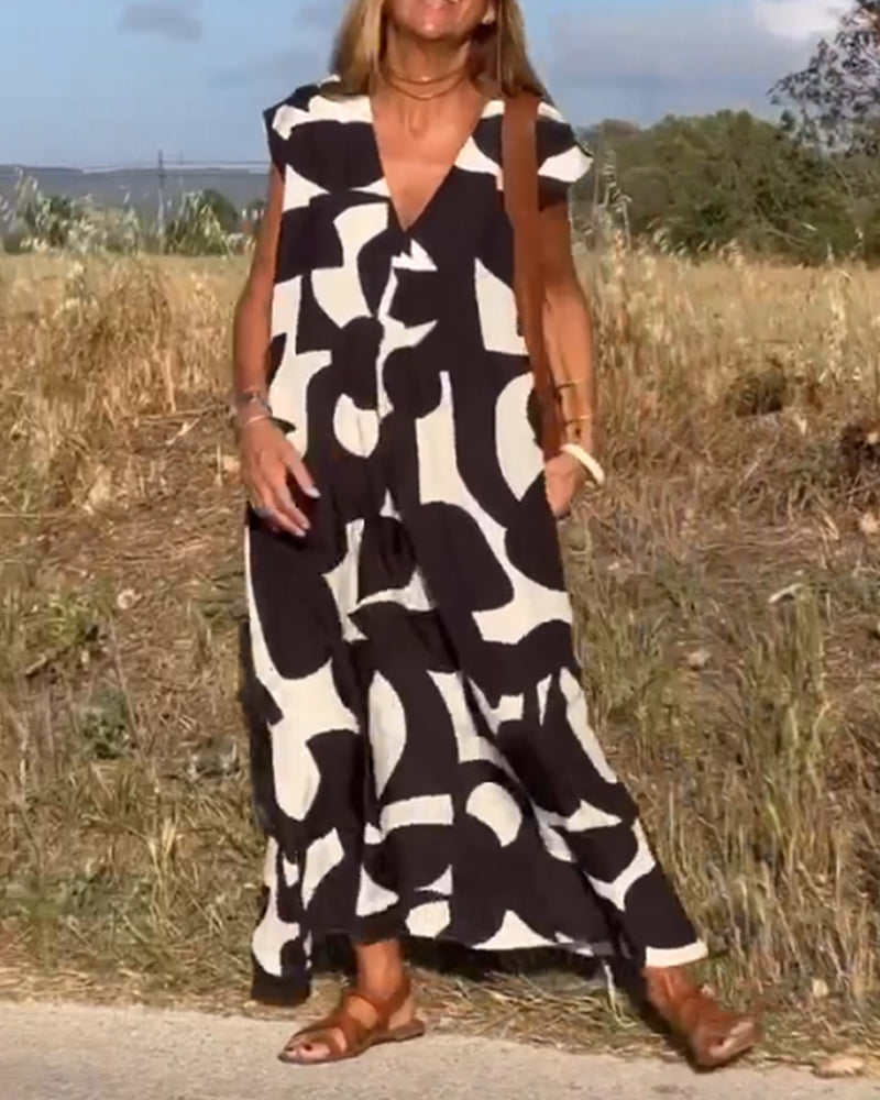 Marlene - Robe imprimée à col en V