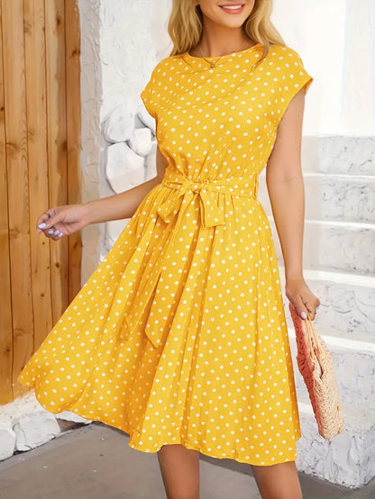 Delphine - Robe Plissée Décontractée À Pois