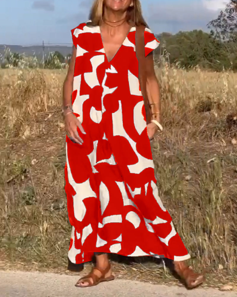 Marlene - Robe imprimée à col en V