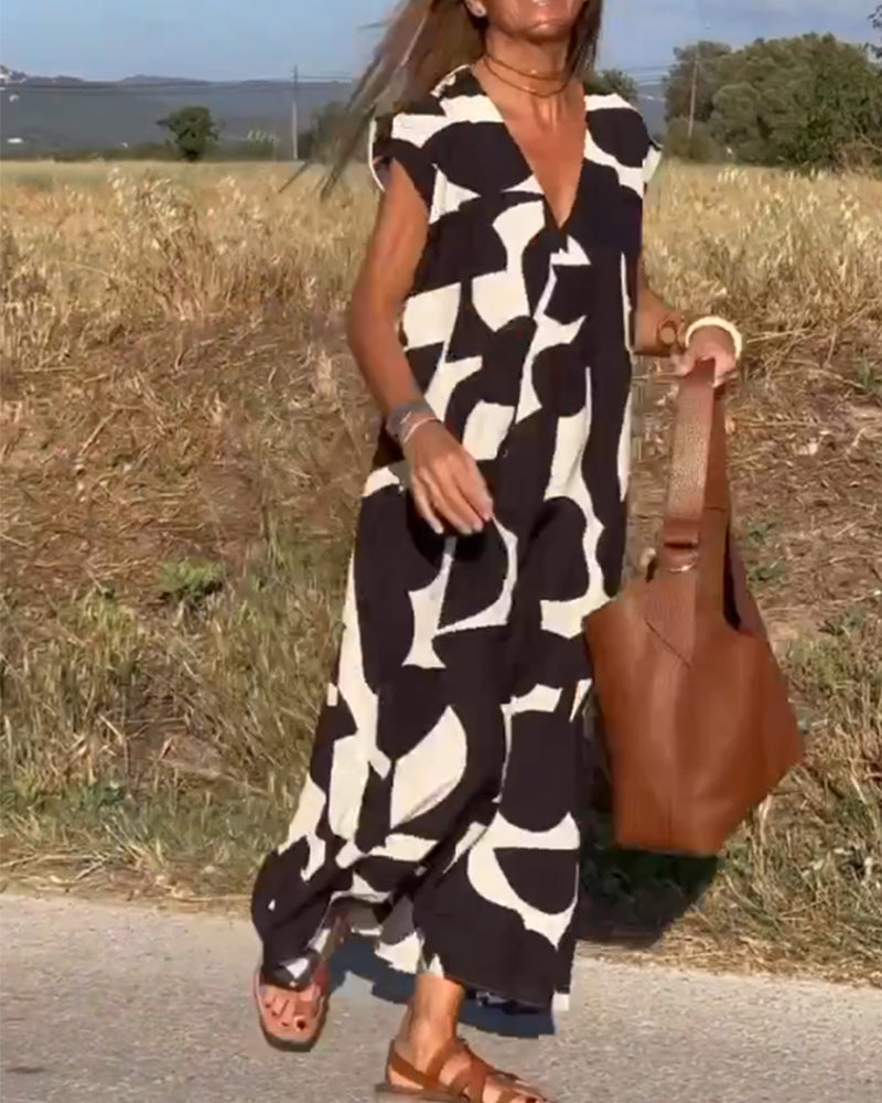 Marlene - Robe imprimée à col en V