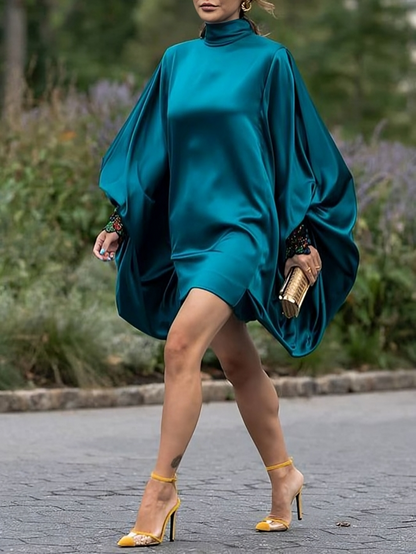 Madeleine- Robe Élégante - Manches Fluides - Encolure Haute