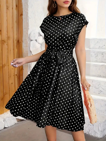 Delphine - Robe Plissée Décontractée À Pois