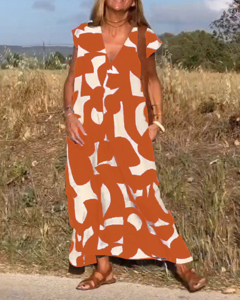Marlene - Robe imprimée à col en V