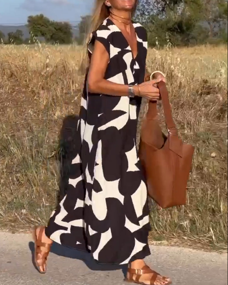 Marlene - Robe imprimée à col en V