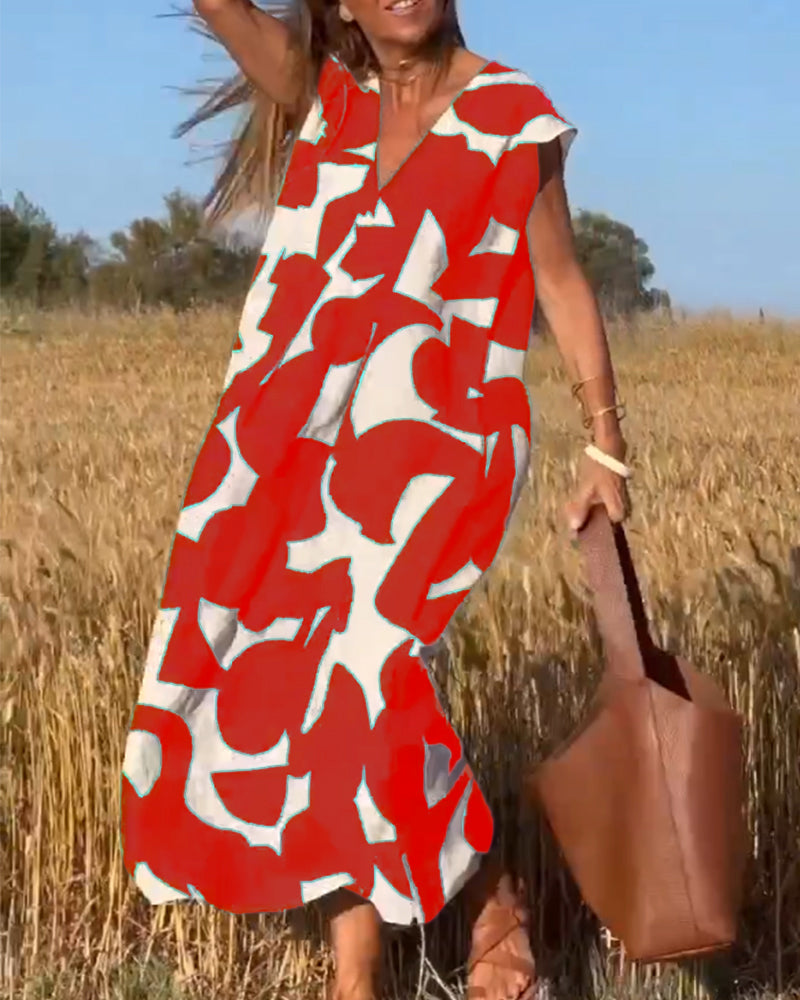 Marlene - Robe imprimée à col en V