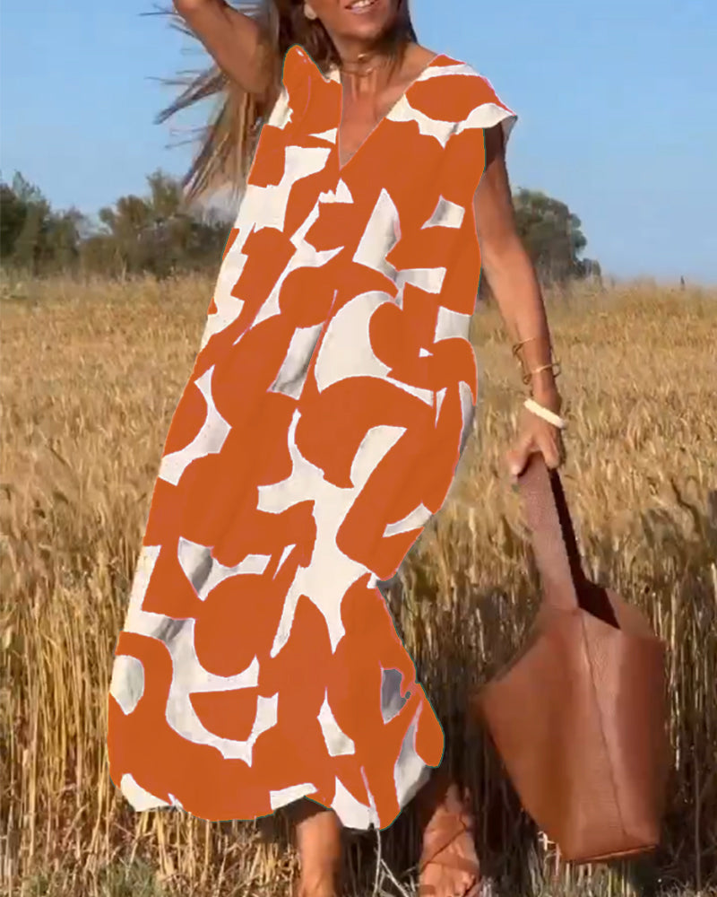 Marlene - Robe imprimée à col en V
