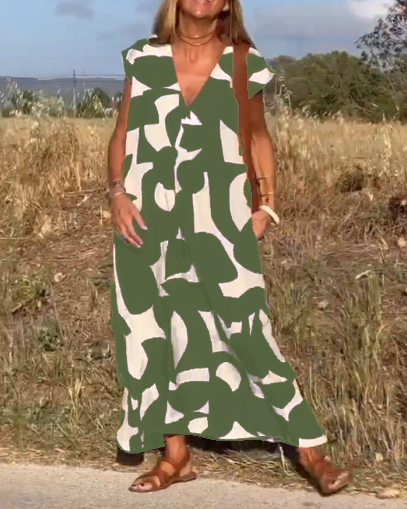 Marlene - Robe imprimée à col en V