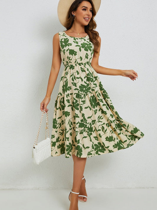 Marga - Robe Midi à Fleurs - Coupe Élégante