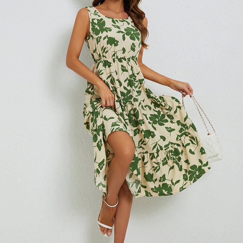 Marga - Robe Midi à Fleurs - Coupe Élégante